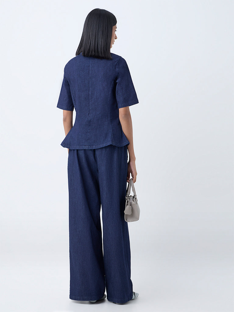 Wardrobe Indigo Denim Peplum Top