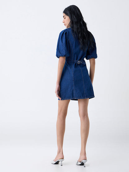Nuon Dark Blue Denim Shirt Dress