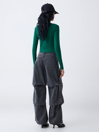 Nuon Dark Grey Relaxed-Fit High-Rise Jeans