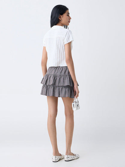 Nuon White Knit-Textured Shirt