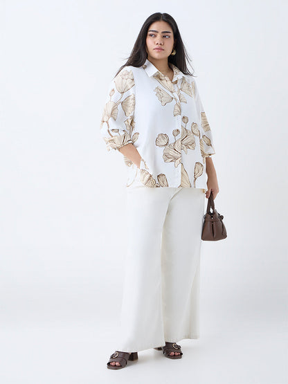 Gia White Floral Patterned Shirt
