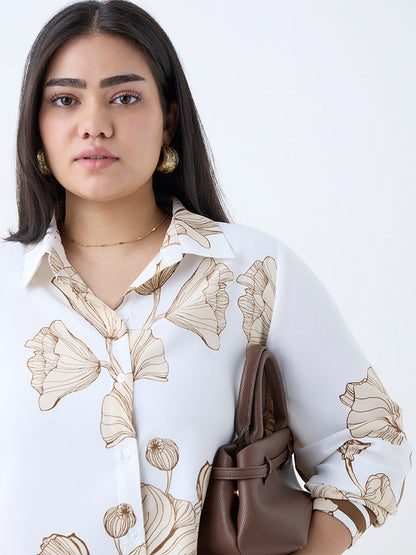 Gia White Floral Patterned Shirt