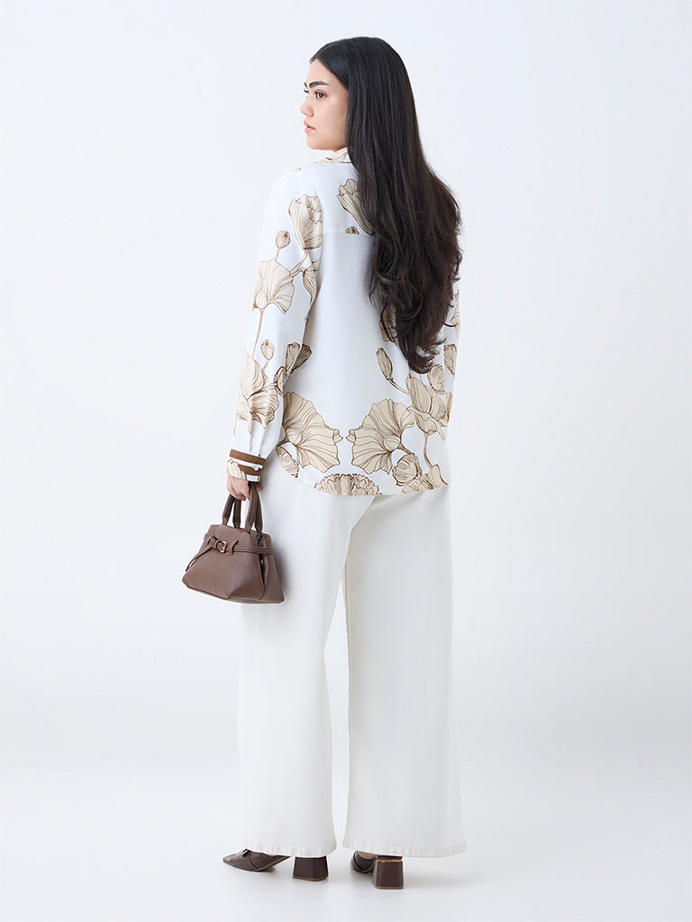 Gia White Floral Patterned Shirt
