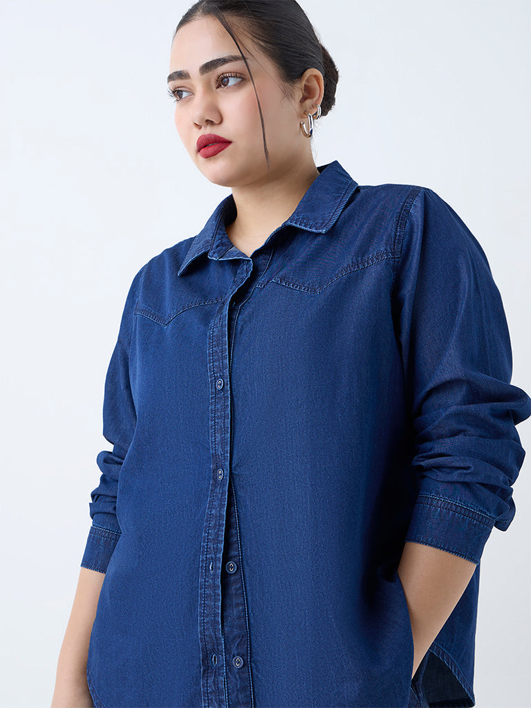 Gia Dark Blue Denim Shirt