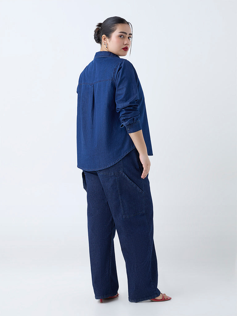 Gia Dark Blue Denim Shirt