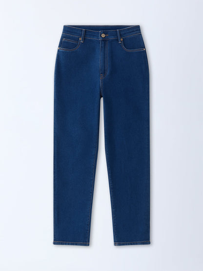 Gia Dark Blue Relaxed-Fit High-Rise Jeans