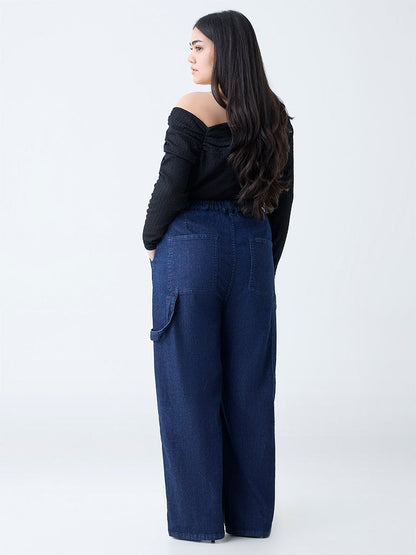 Gia Dark Blue Straight-Fit High-Rise Jeans