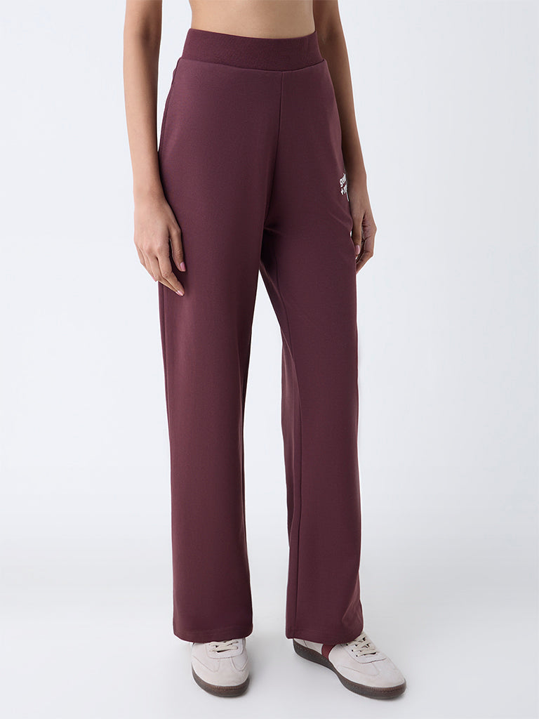 Studiofit Dark Brown High-Rise Cotton-Blend Pants