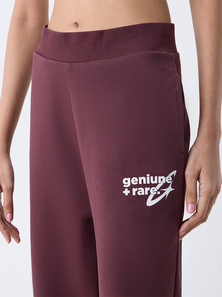 Studiofit Dark Brown High-Rise Cotton-Blend Pants