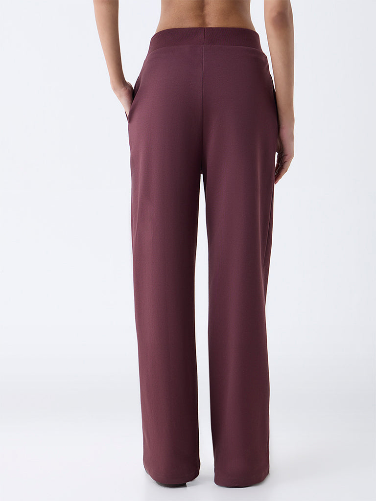 Studiofit Dark Brown High-Rise Cotton-Blend Pants