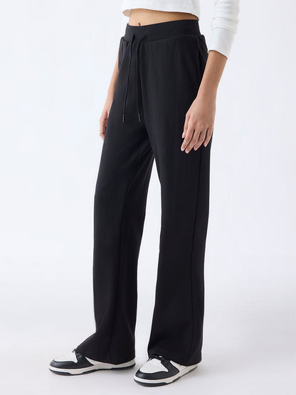 Studiofit Black Solid High-Rise Pants