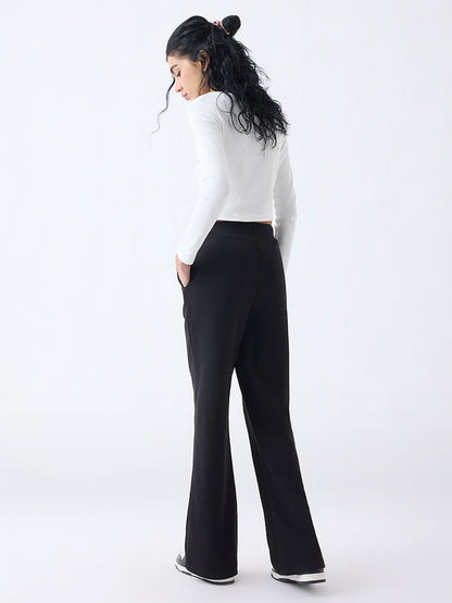 Studiofit Black Solid High-Rise Pants