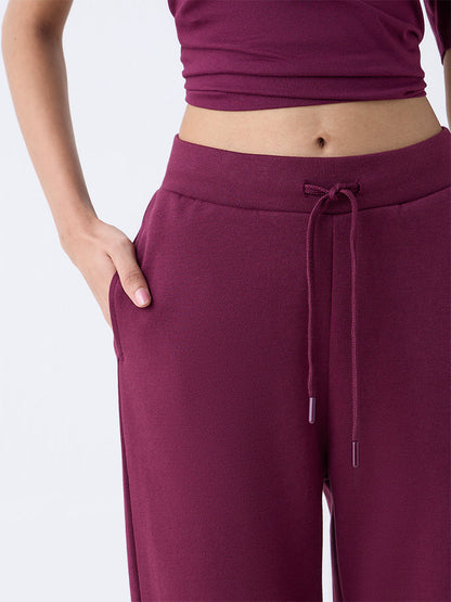 Studiofit Plum Solid High-Rise Track Pants