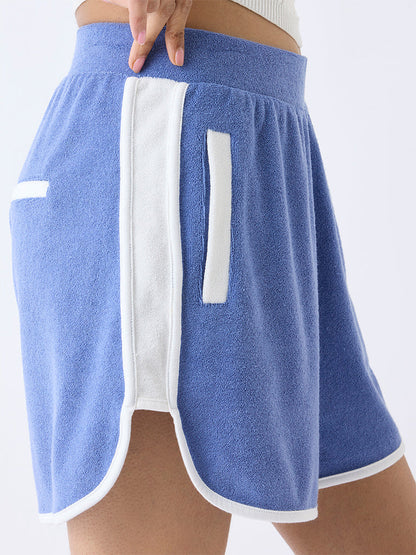 Studiofit Blue Panel-Detailed High-Rise Shorts