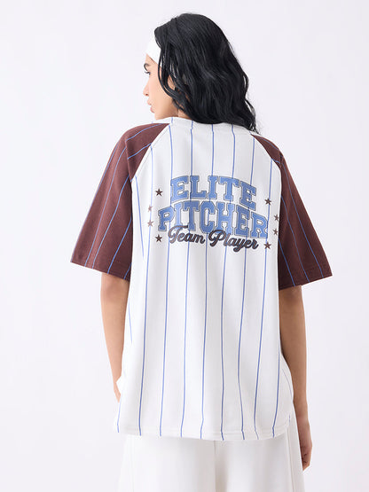 Studiofit White Striped Cotton-Blend Jacket