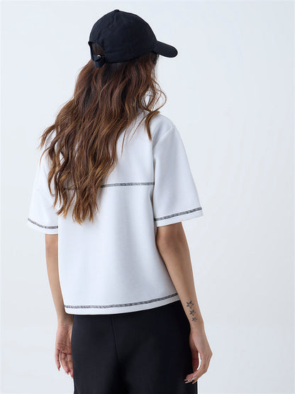 Studiofit White Numerical Print T-Shirt