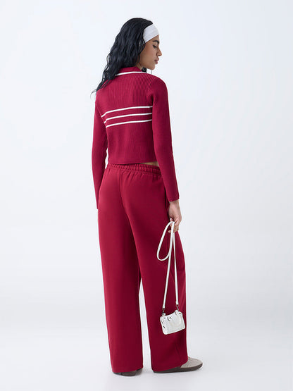 Studiofit Maroon Ribbed Top