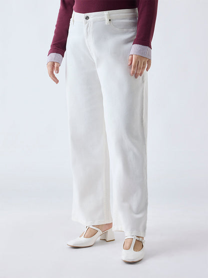 Gia White Wide-Leg High-Rise Jeans