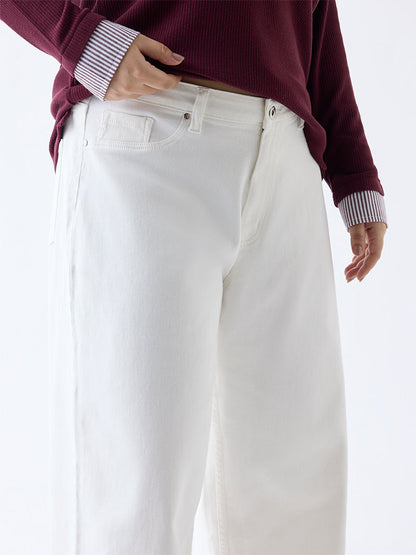 Gia White Wide-Leg High-Rise Jeans