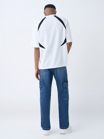 Nuon Dark Blue Washed Relaxed-Fit Mid-Rise Jeans