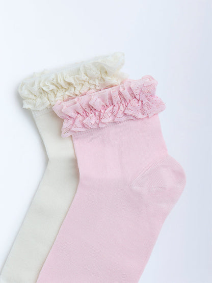 Superstar Pink Ruffle-Detailed Cotton-Blend Socks - Pack of 2
