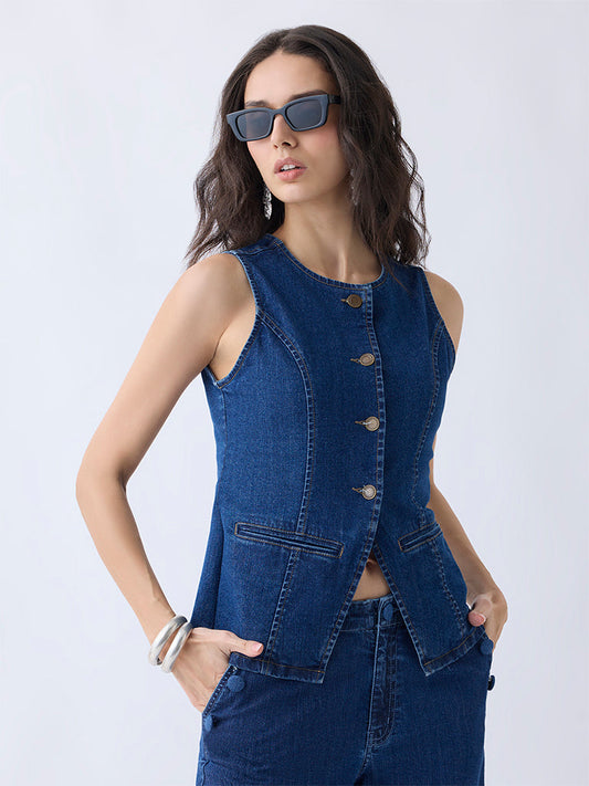 LOV Dark Blue Denim Vest Top