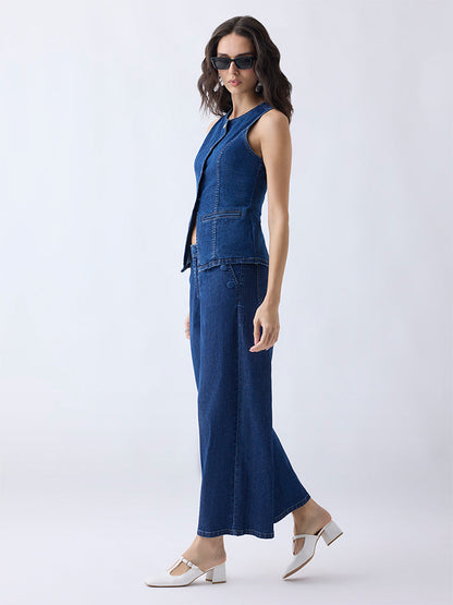 LOV Dark Blue Denim Vest Top