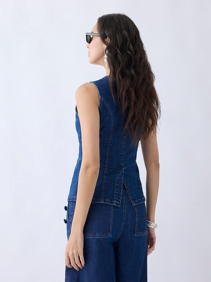 LOV Dark Blue Denim Vest Top