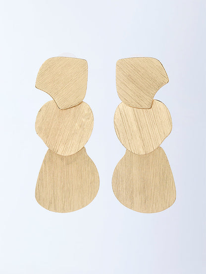 Westside Accessories Gold Textured Disc Dangler Earrings