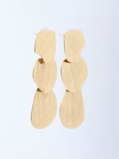 Westside Accessories Gold Textured Disc Dangler Earrings