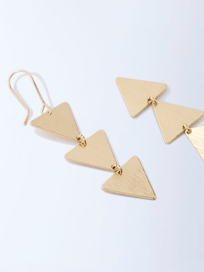Westside Accessories Gold Triangular Statement Dangler Earrings
