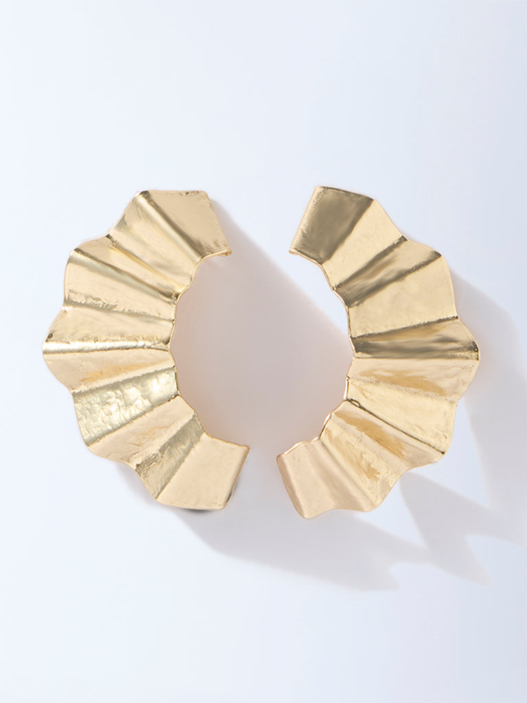 Westside Accessories Gold Scrunched Stud Earrings