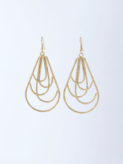 Westside Accessories Gold Sculpted Fish Hook Earrings