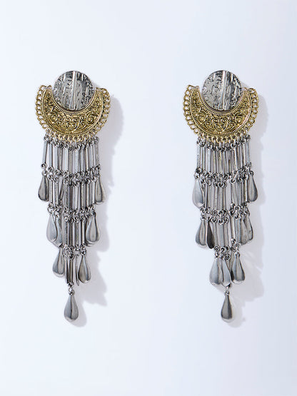 Westside Accessories Silver and Gold Tassel Detailed Earrings