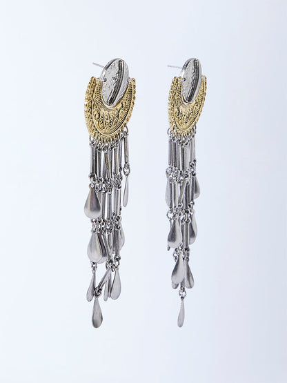 Westside Accessories Silver and Gold Tassel Detailed Earrings