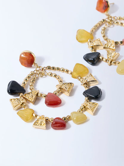 Westside Accessories Multicolour Gemstone-Detailed Statement Earrings