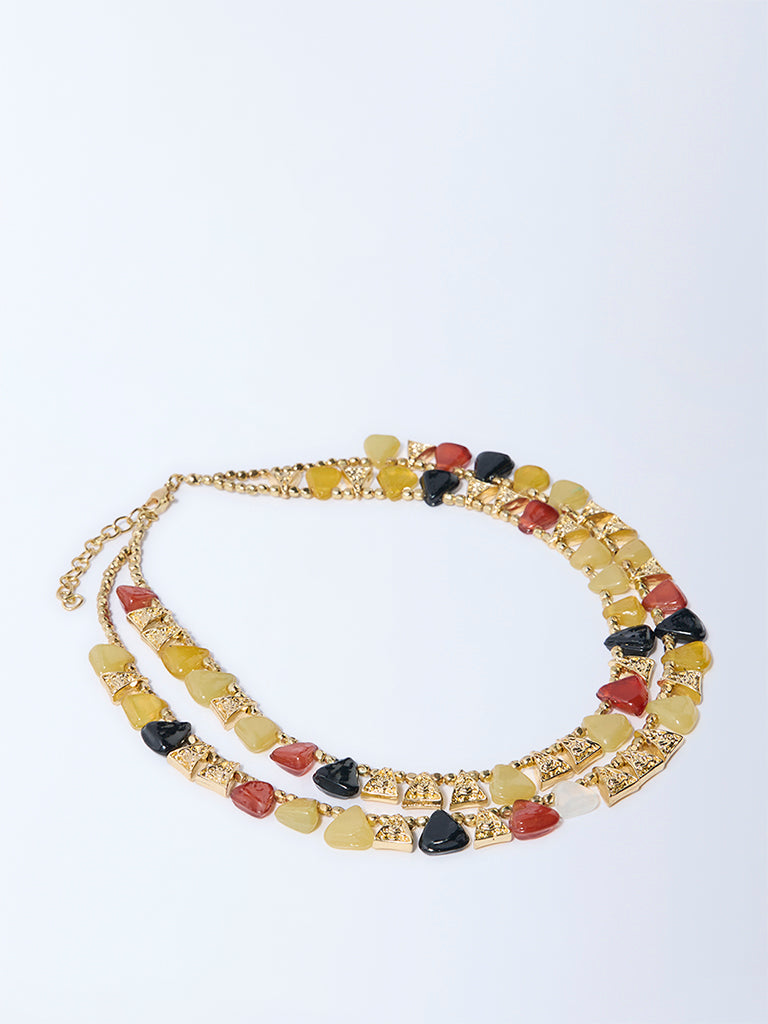 Westside Accessories Multicolour Gemstone-Detailed Dual Layered Necklace