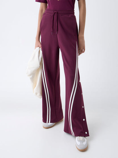 Studiofit Plum Striped High-Rise Pants