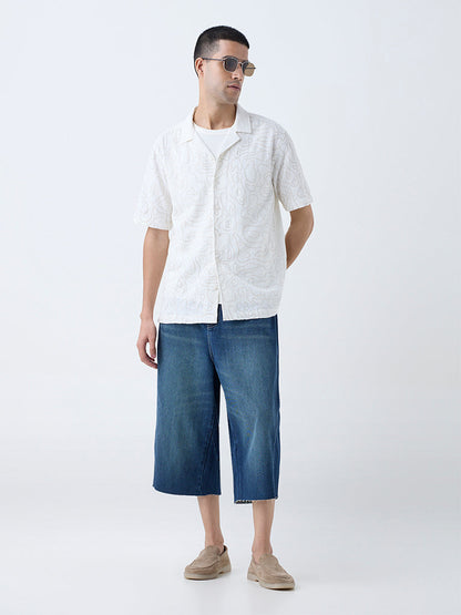 ETA White Embroidered Relaxed-Fit Cotton Shirt