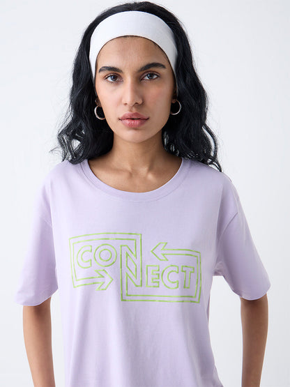 Studiofit Lilac Text Design T-Shirt