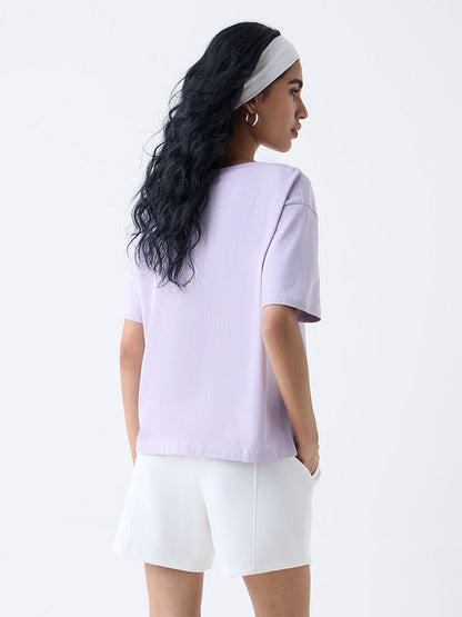 Studiofit Lilac Text Design T-Shirt