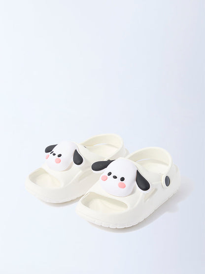 Yellow White Dog-Themed Slingback Clogs