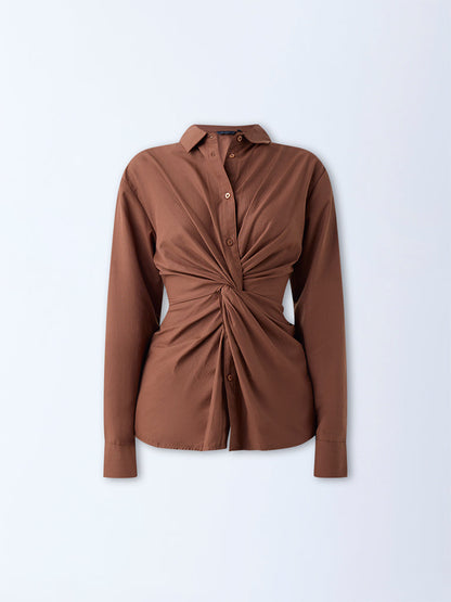 Wardrobe Brown Knot-Detailed Shirt