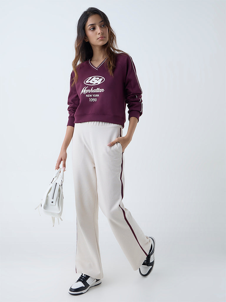 Studiofit Plum Typographic T-Shirt
