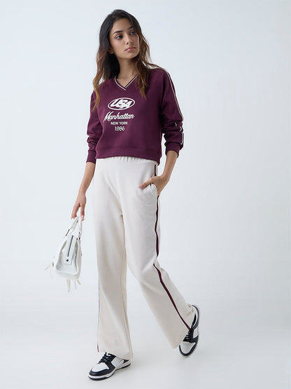 Studiofit Plum Typographic T-Shirt