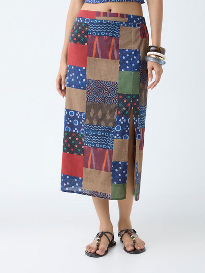 Bombay Paisley Multicolour Patchwork Design Cotton Skirt