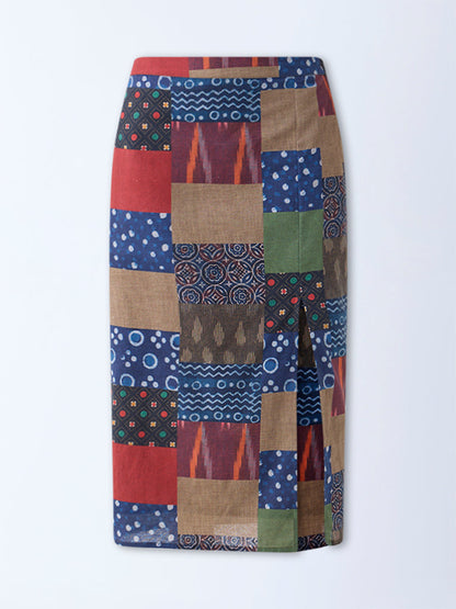 Bombay Paisley Multicolour Patchwork Design Cotton Skirt