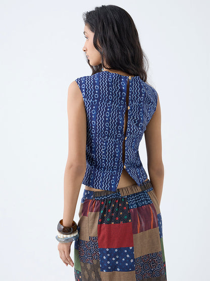 Bombay Paisley Indigo Printed Cotton Top