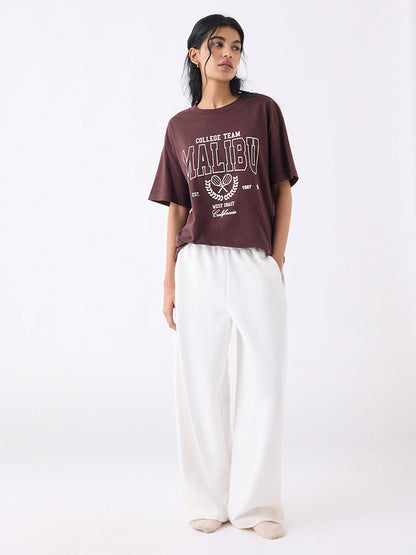 Superstar Dark Brown Typographic Cotton T-Shirt