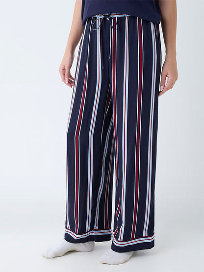 Wunderlove Navy Striped High-Rise Pants